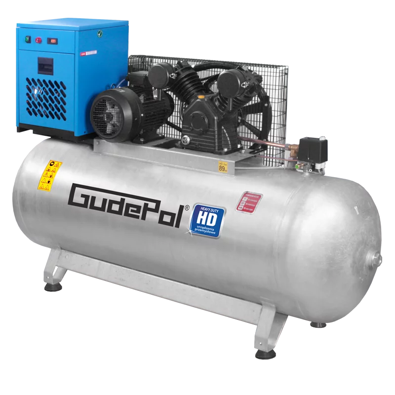 Kompresor tłokowy olejowy z osuszaczem 7,5kW 500L 10bar 1200l/min Gudepol