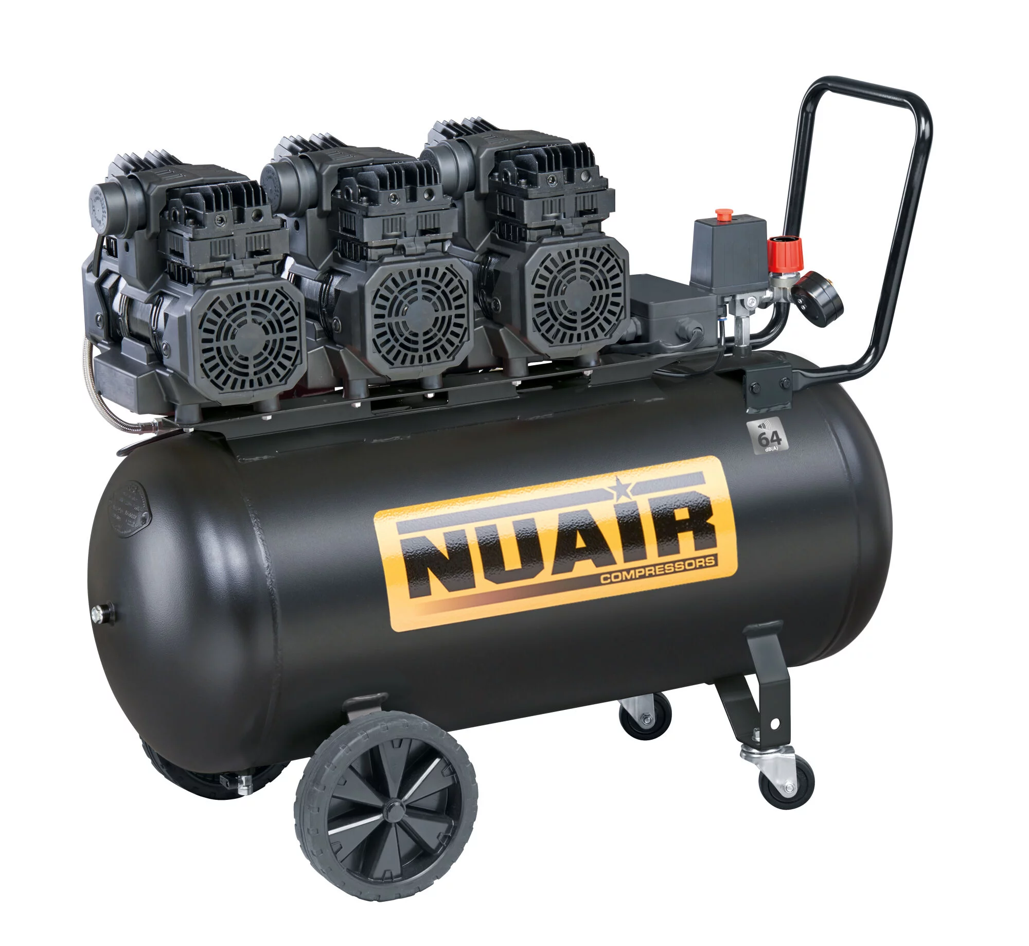 Kompresor bezolejowy wyciszony 66dB 100L 8 bar 3kW 230V 330 l/min NuAir