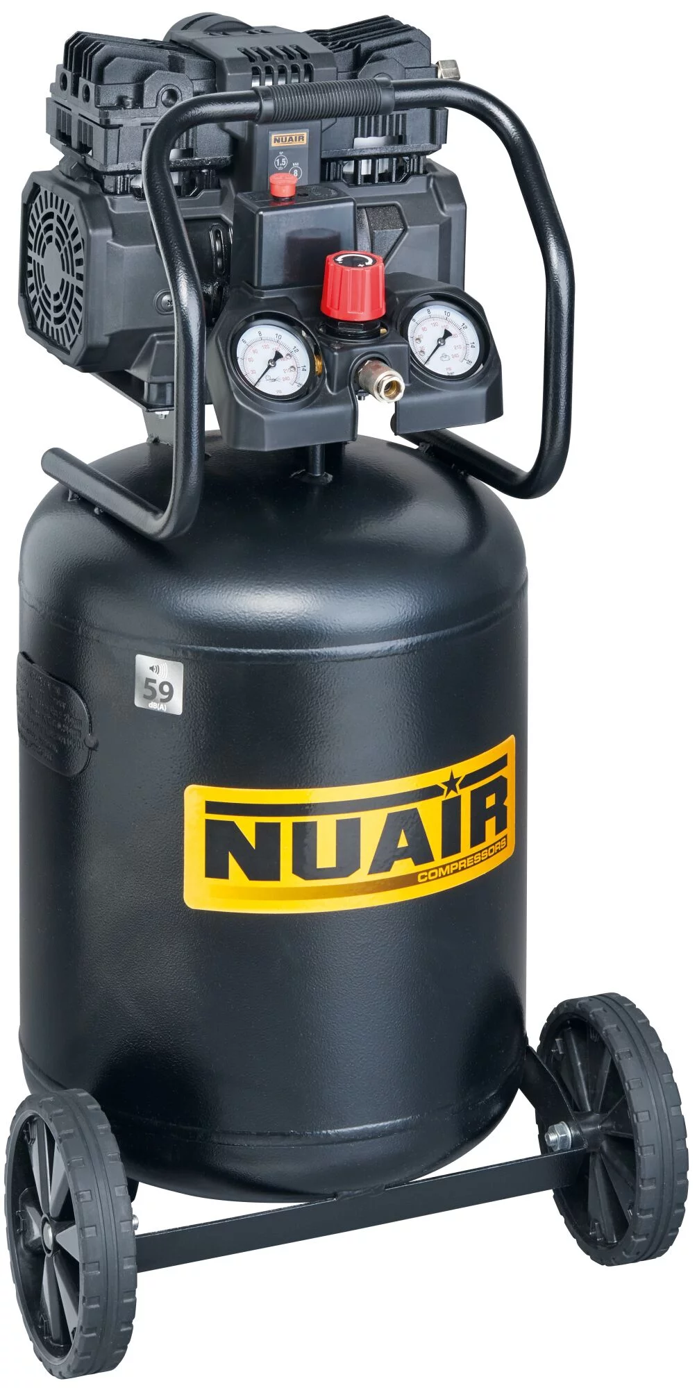 Kompresor pionowy bezolejowy wyciszony 59dB 50L 8 bar 1,1kW 230V 160l/min NuAir