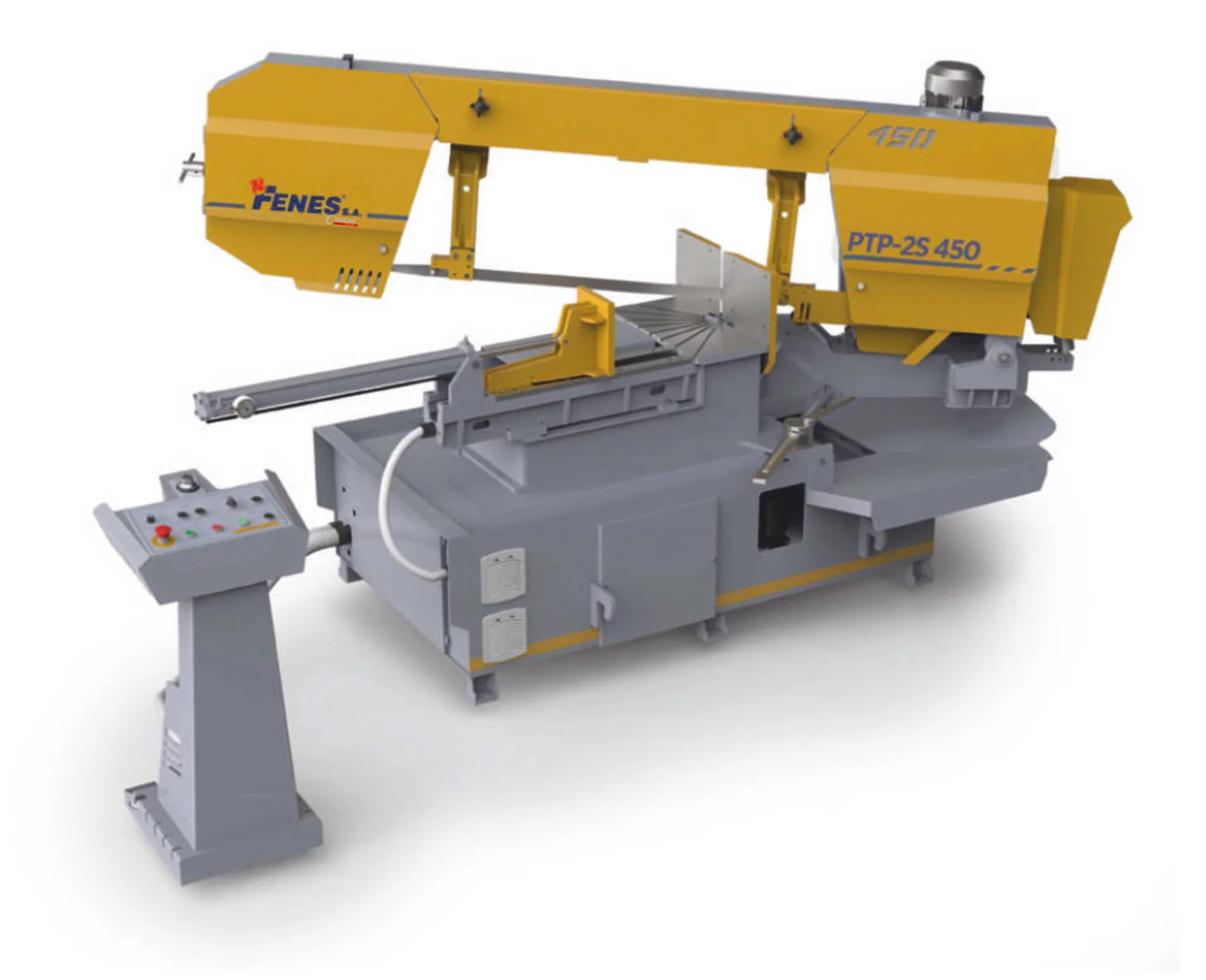 Przecinarka taśmowa do metalu półautomatyczna - PTP-2S 450 - cięcie skrętne dwustronne